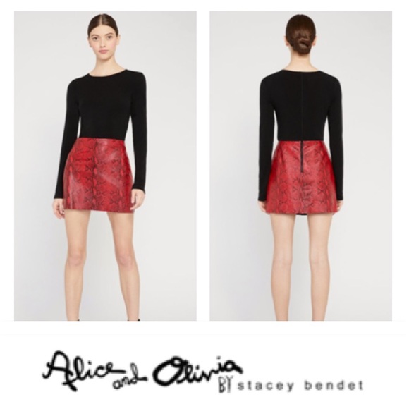 Alice + Olivia Dresses & Skirts - Alice + Olivia Elana Leather Snakeskin Skirt NWT